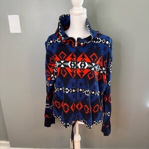Y2K LRL Lauren Ralph Lauren Southwestern Print Zip Up Jacket- Cotton- Women’s XL